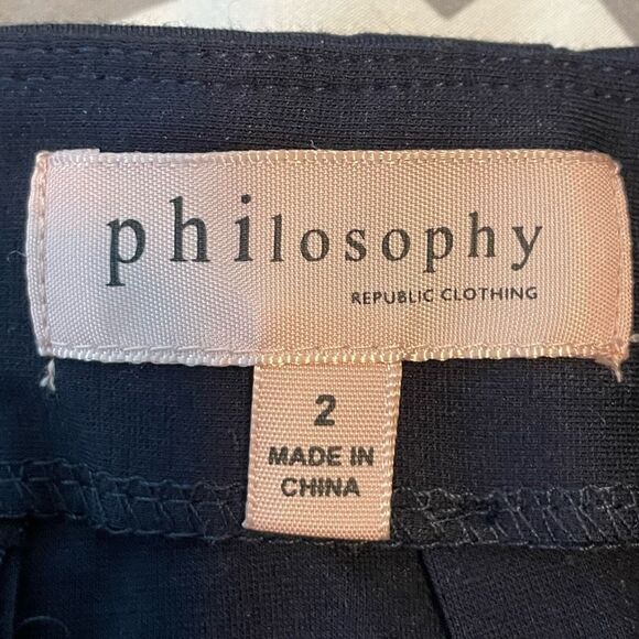 Philosophy Classic Pencil Skirt Navy Blue Stretch Knit Mini‎ Gold Zipper 2 - Picture 3 of 6